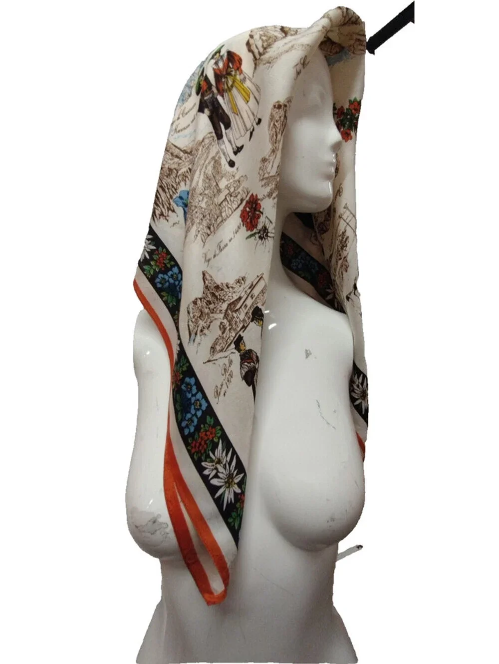 Vintage 60s Italian Adieffe Scarf Brown Colors Italian People MADE ITALY Acetate